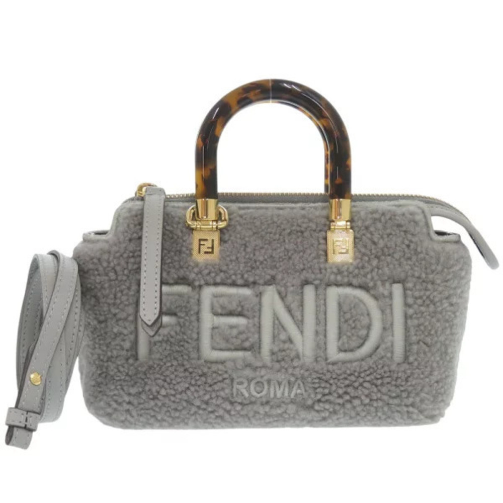 Fendi Shearling Gray Handbag